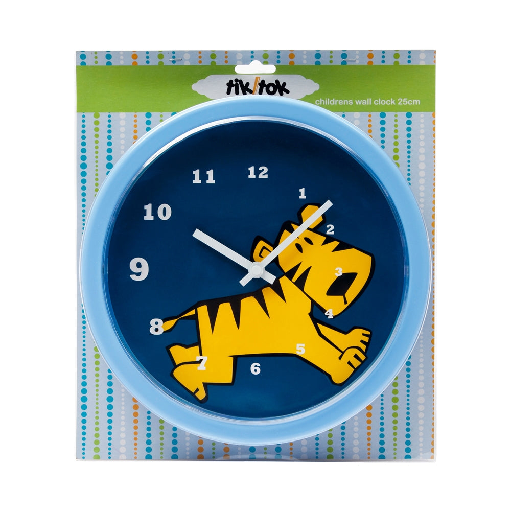 Tik Tok Childrens/Kids Wall Bedroom Round Analog Hanging Tiger Clock Décor 25cm — image 2