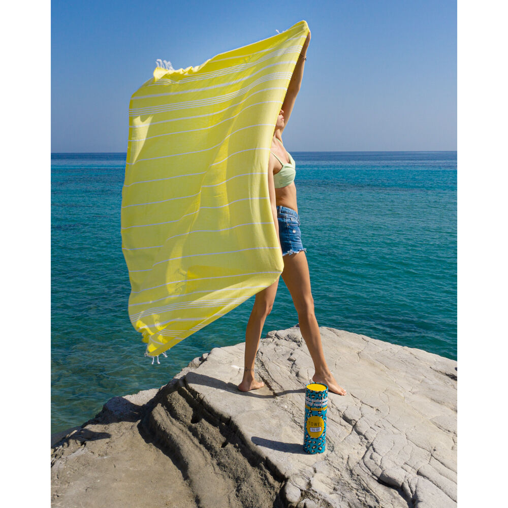 Towel to GO 180x100cm Yellow 100% Turkish Cotton Ipanema Hammam Beach Towel — image 4