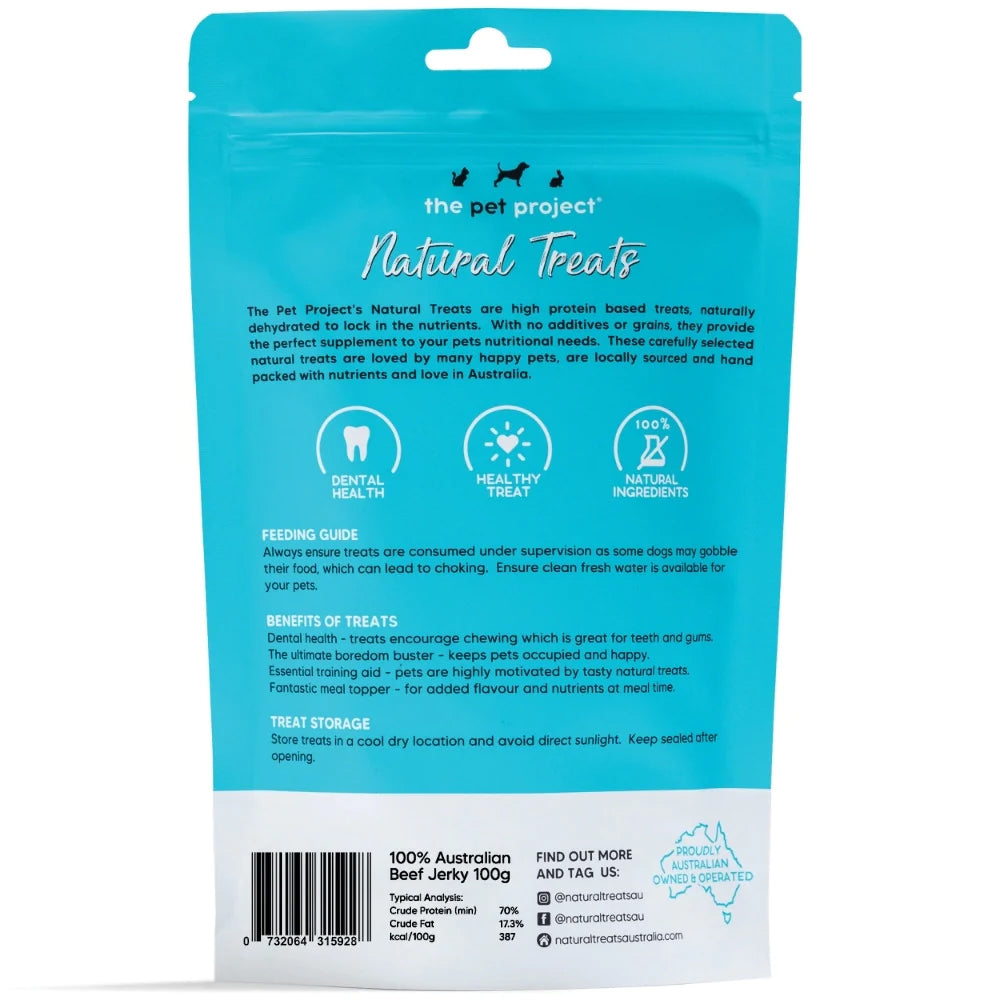 The Pet Project Natural Dog/Pet Chew Meat Treats/Snack Air Dried Beef Jerky 100g — image 3