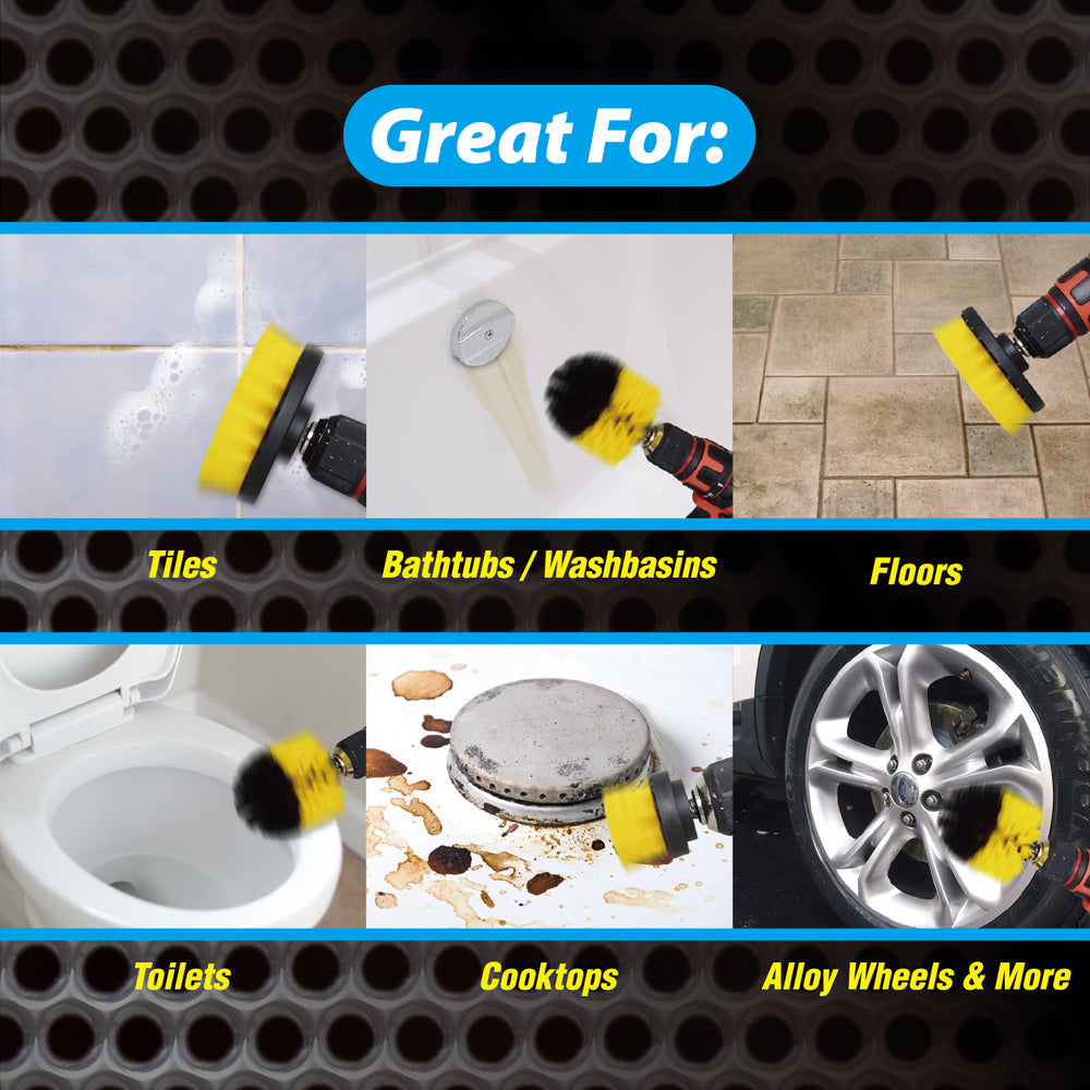 Hercules 3p Hercules Universal Cordless Drill Nylon Scrub Brush Head Cleaning Attachments — image 4