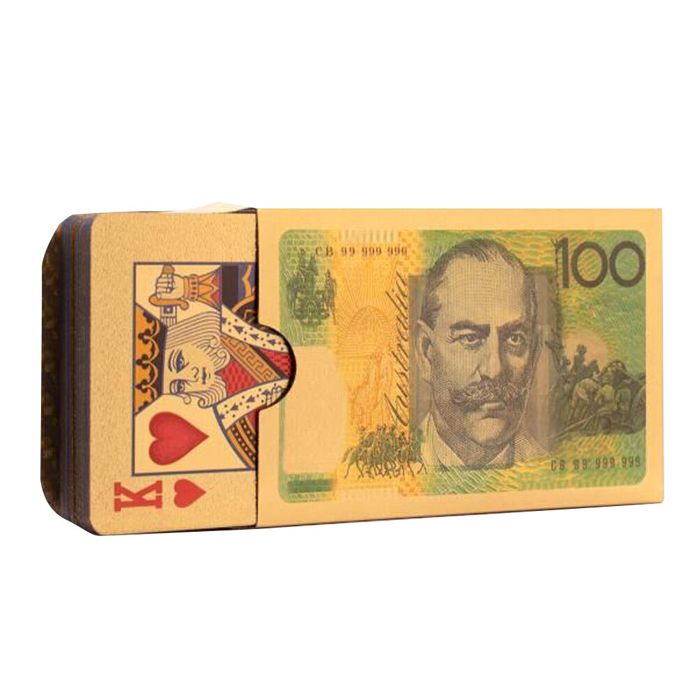 Unbranded AU Dollars 24K Gold Plated Poker Playing Cards Tabletop Deck Game (54 Pieces)