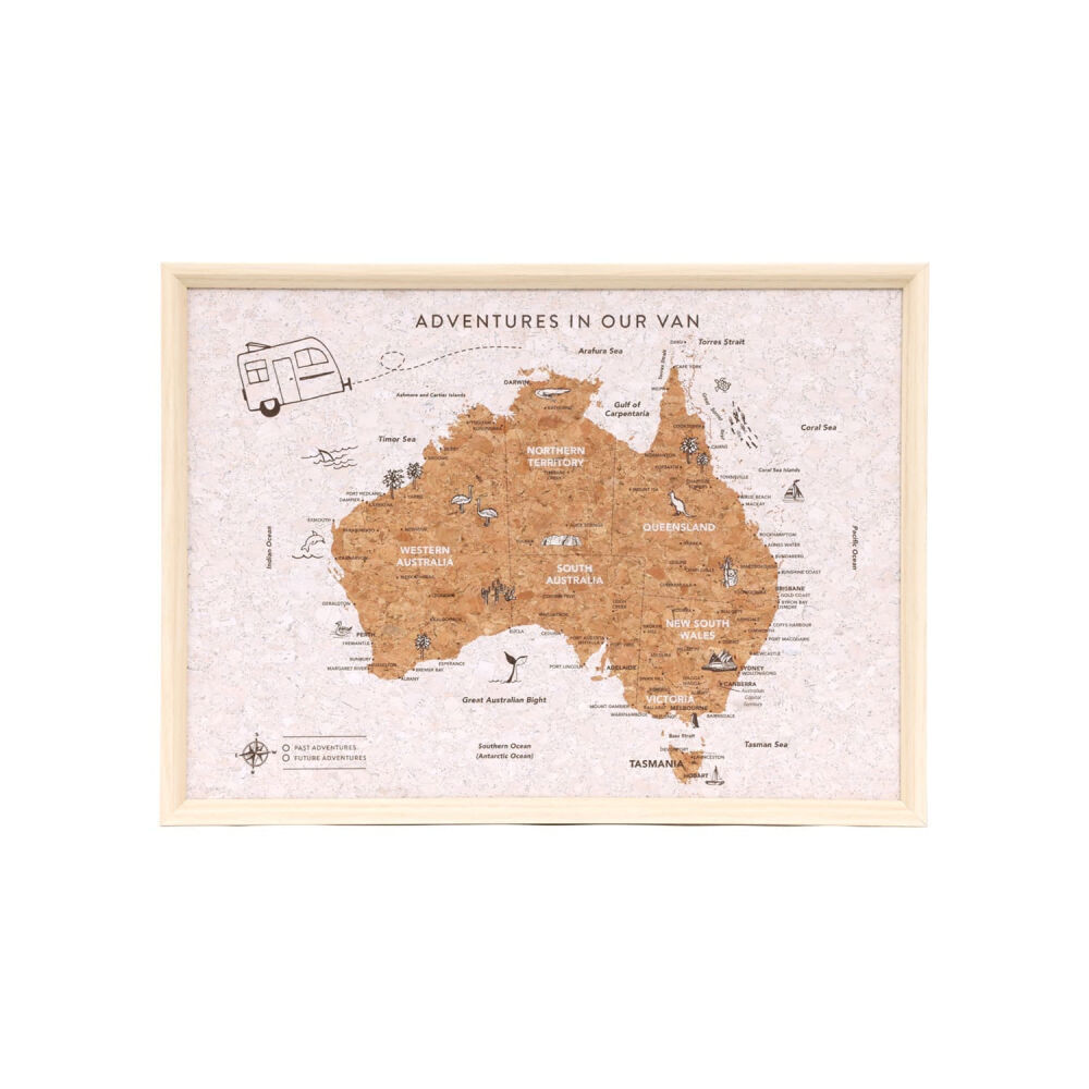 Splosh 38x28cm Home Decor Caravan Australia Desk Map Travel Guide