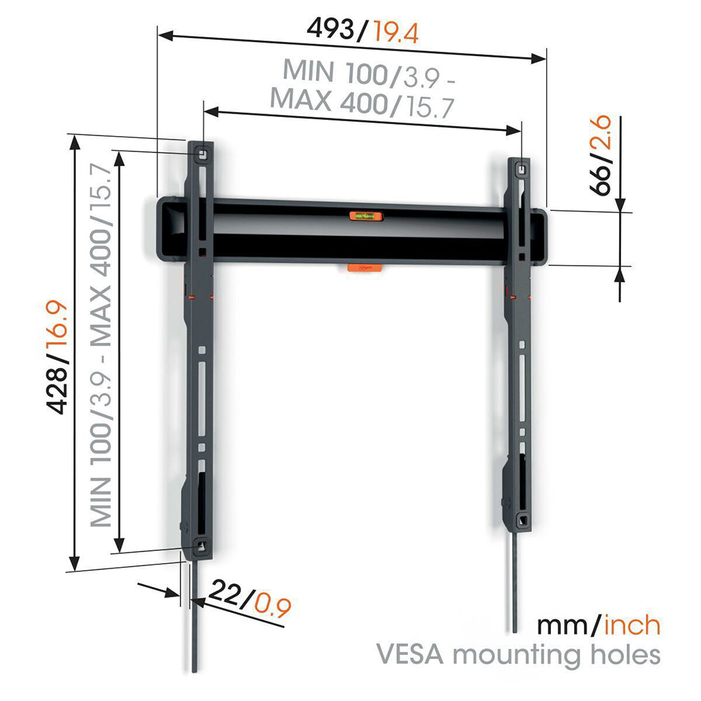 Vogel's TVM 3405 Medium Fixed Wall Bracket Mount For 32-77" Flat LED TV Black — image 2