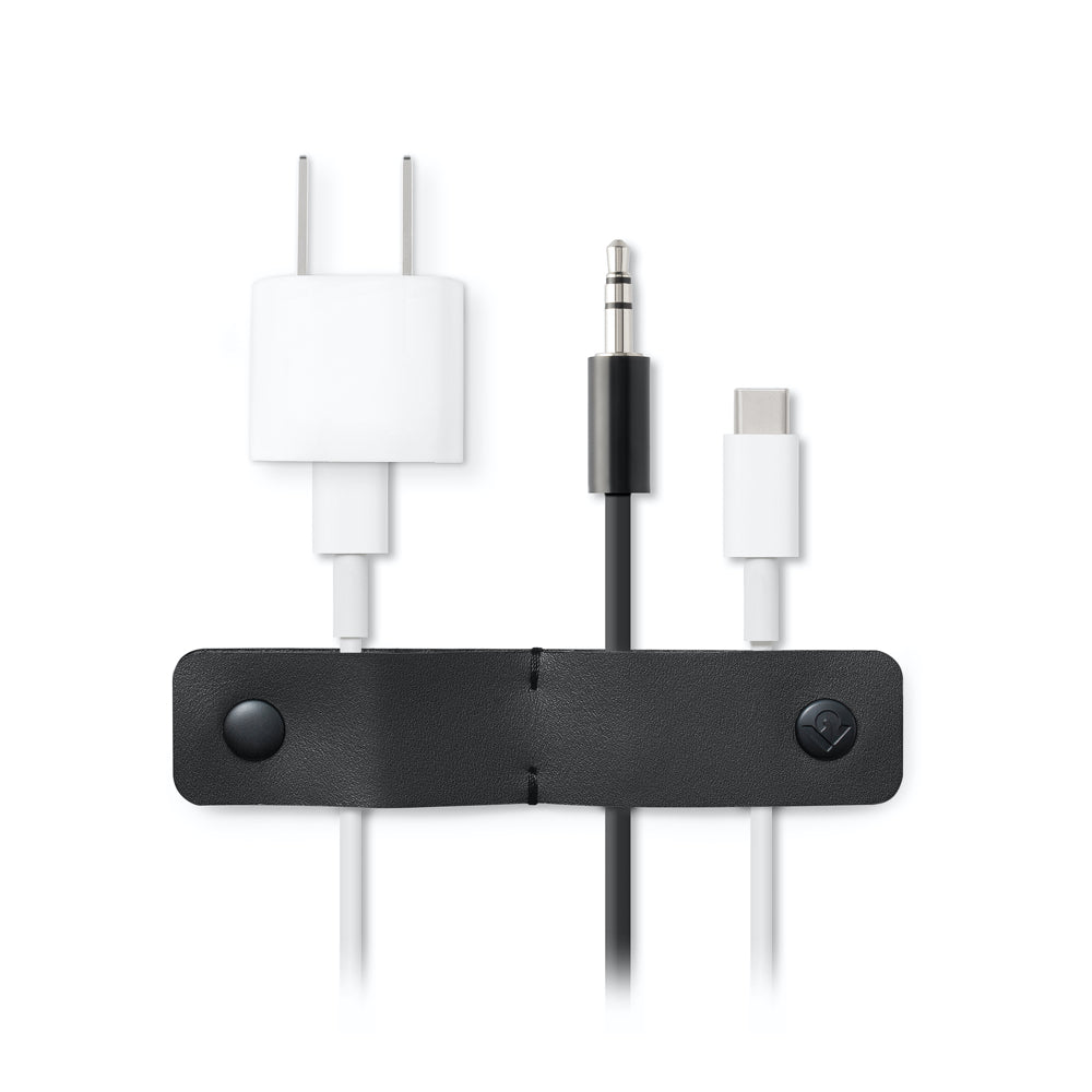 Twelve South SurfaceSnap Leather/Button Snaps Cable Management Ties (3 Pack) — Black