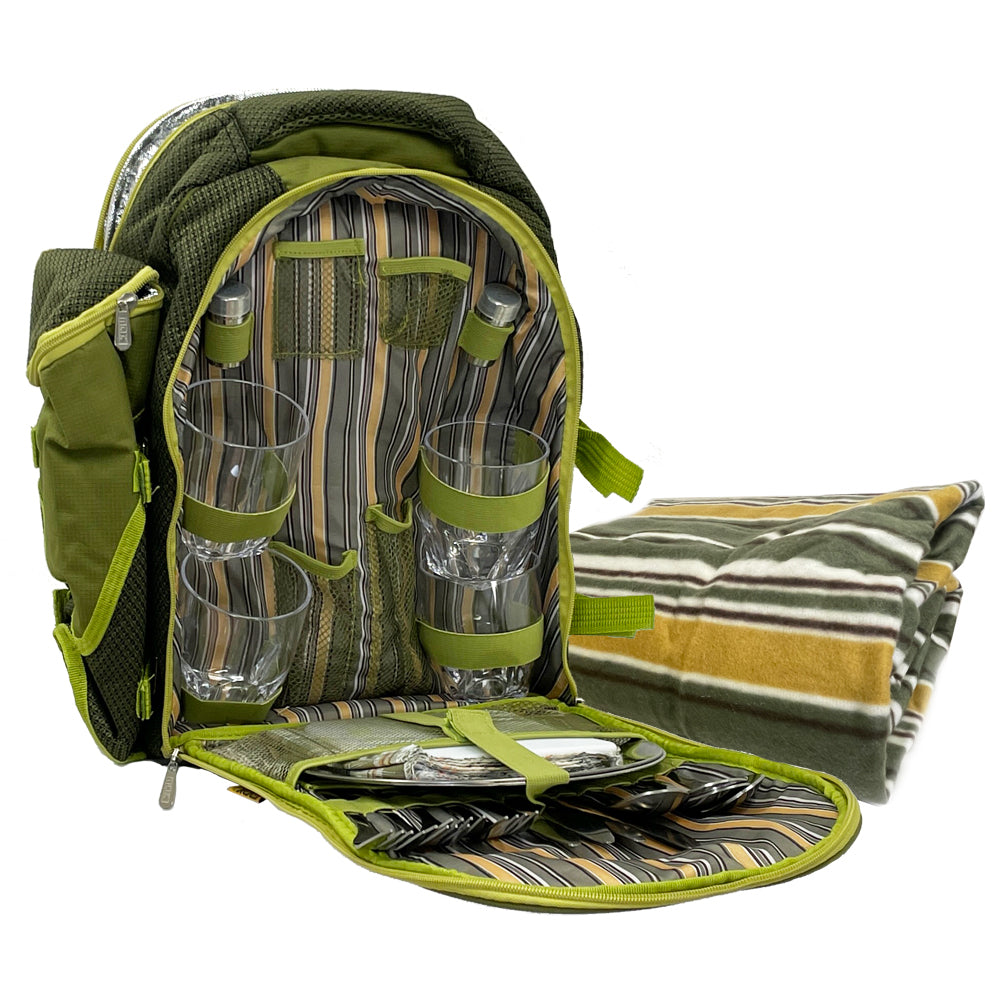 Unbranded 4 Person Picnic Blanket Stainless Steel Fork/Cup/Utensils/Cutlery Backpack Set — image 9
