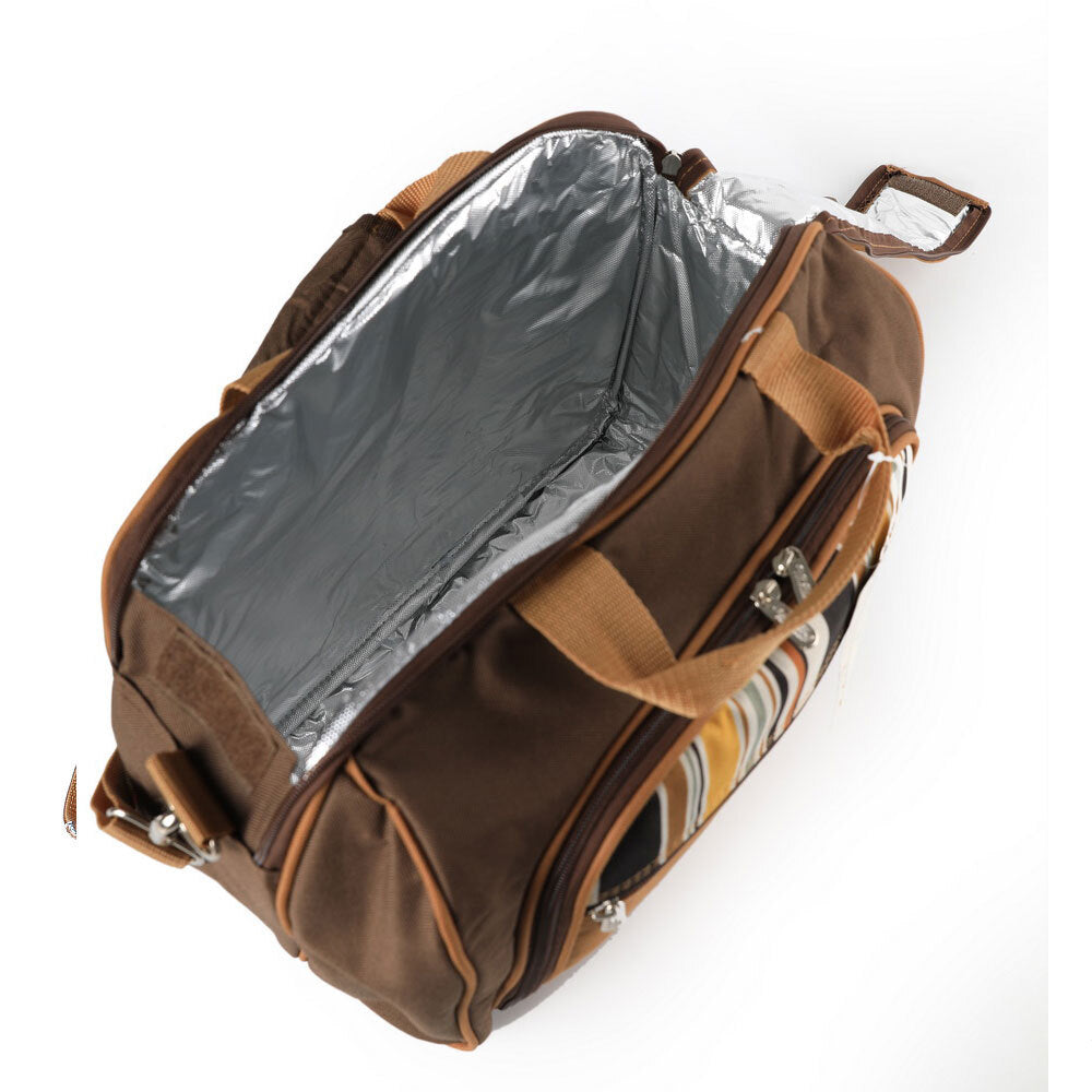Apollo Walker 4 Person Brown Picnic Cutlery Set/Wine Glasses/Plates Shoulder Bag — image 6