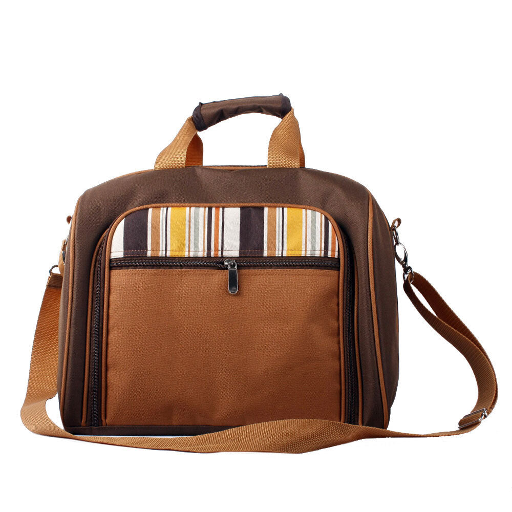 Apollo Walker 4 Person Brown Picnic Cutlery Set/Wine Glasses/Plates Shoulder Bag — image 2