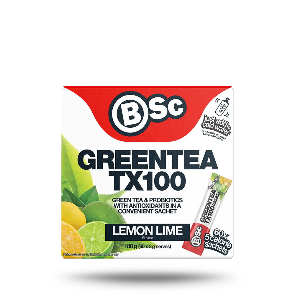 BSc 180g Lemon Lime Green Tea TX100 Probiotic Antioxidant 60x 3g Sachets