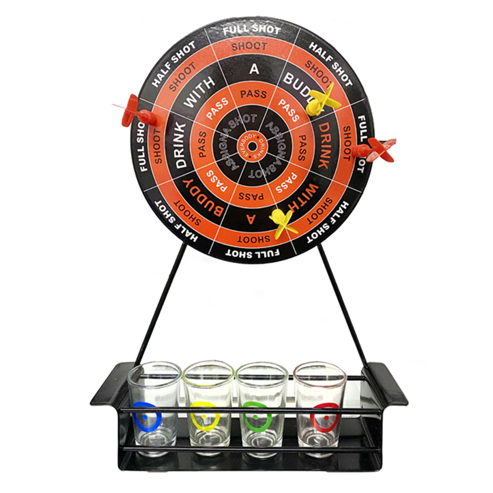 Razoo Plastic Darts w/ Drinking Shot Glassess Set Party Board Game 18+ (9 Pieces)