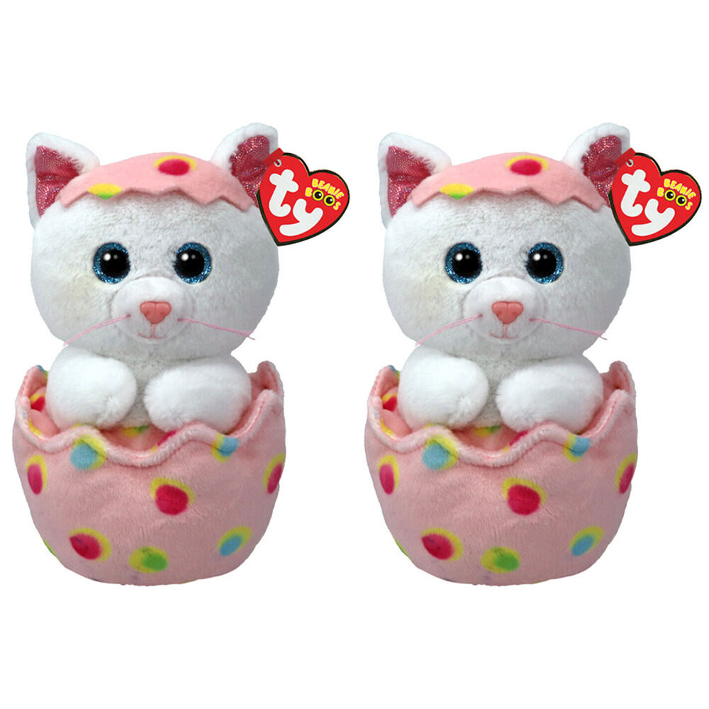 TY Beanie Boos Giggles Cat In Egg Kids Plush Stuffed Toy 15.5cm 3y+ Regular (2 Pack)
