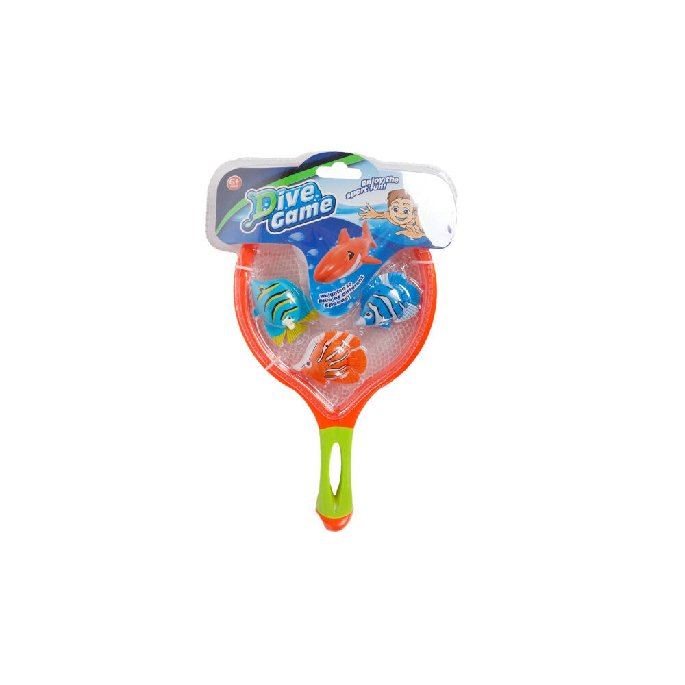 Razoo 26x15cm Dive Game With Net And 3 Fish 2 Asst Clrs 26X15Cm Assorted