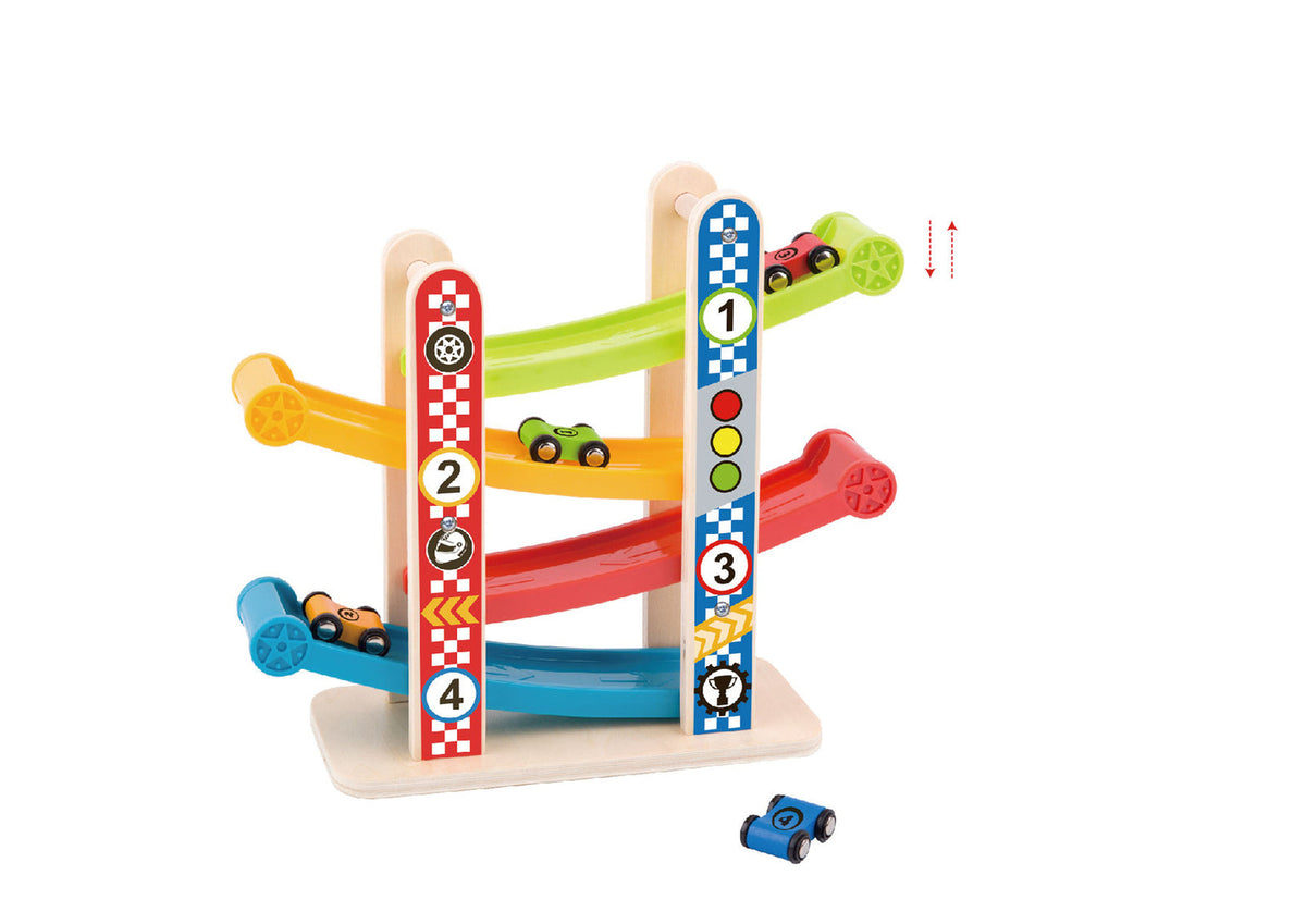 Tooky Toy Wooden Kids/Children Interactive Sliding Gravity Tower Car Run L 18m+ — Small