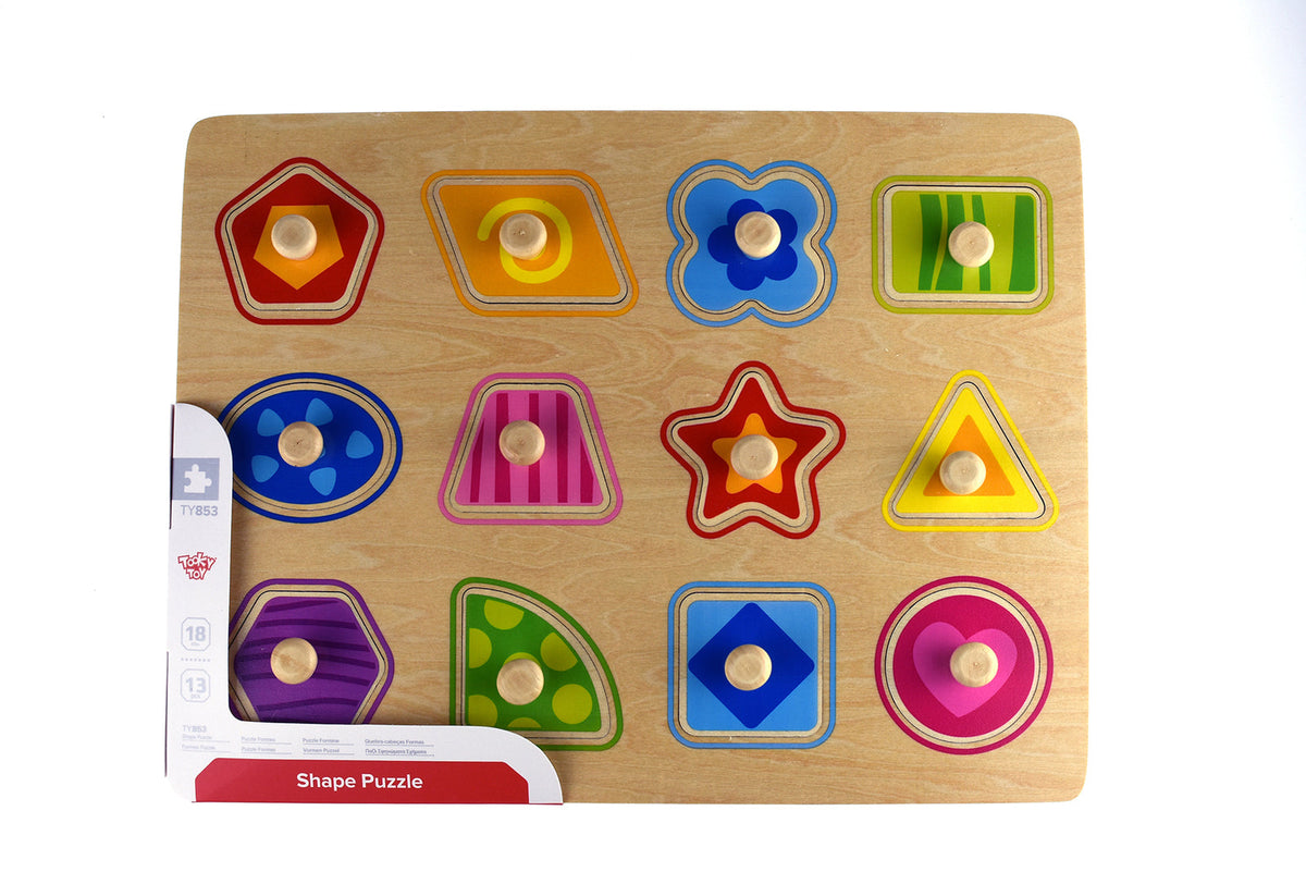 Tooky Toy Wooden Shape Peg Kids/Toddler Learning Play 30cm Puzzle Board 18m+ — image 2