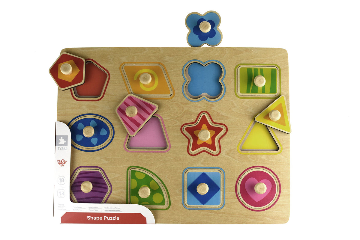 Tooky Toy Wooden Shape Peg Kids/Toddler Learning Play 30cm Puzzle Board 18m+ — image 3