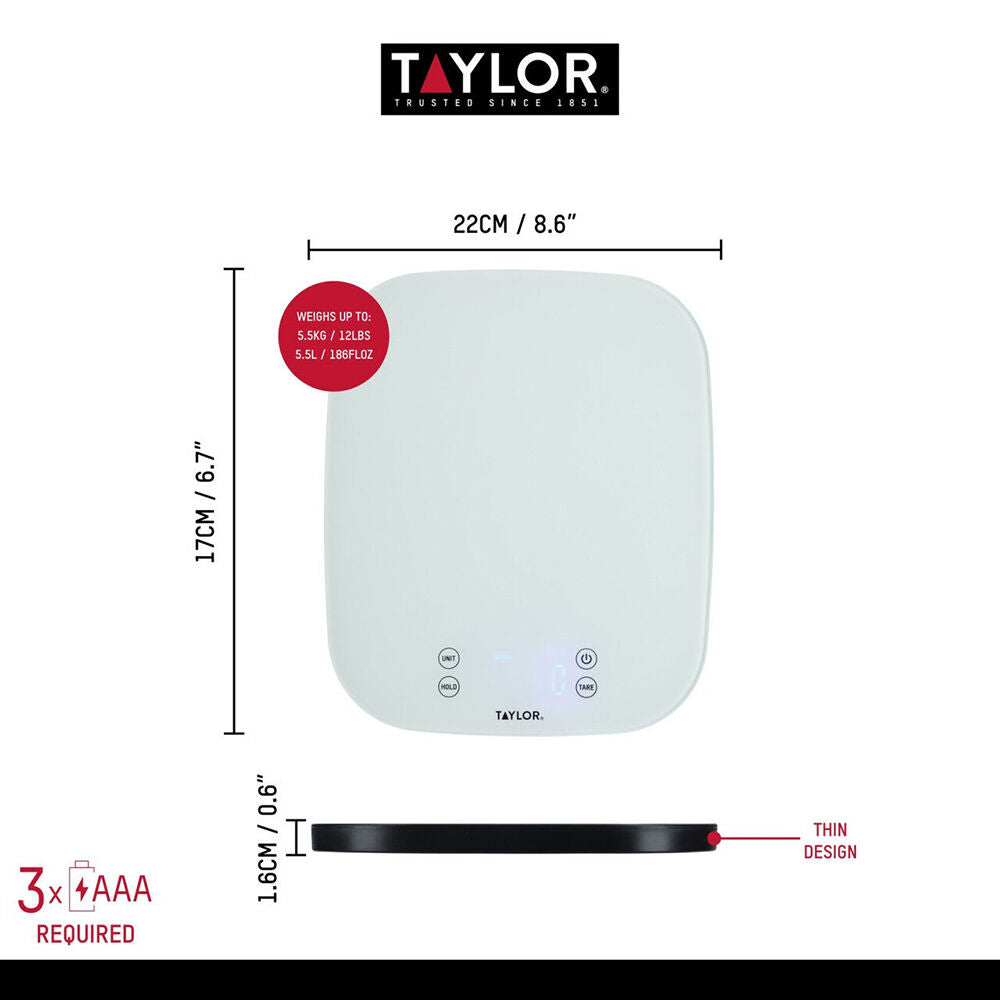 Taylor Pro Glass Waterproof Digital Dual Kitchen Scale Tools/Gadget 14Kg — image 8