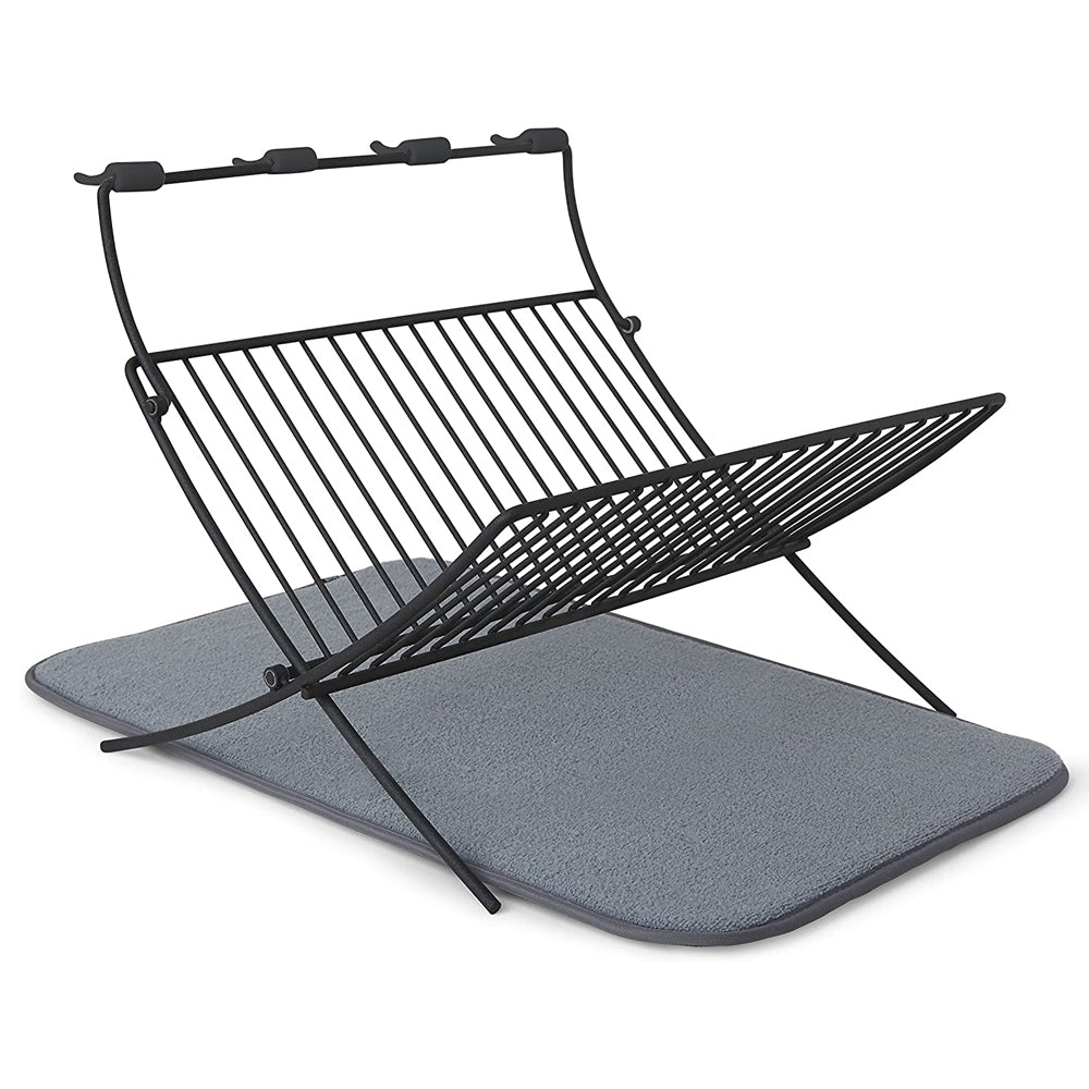 Umbra XDry Kitchen Drying Dish Folding Rack Charcoal w/Stemware Holder 51x30cm