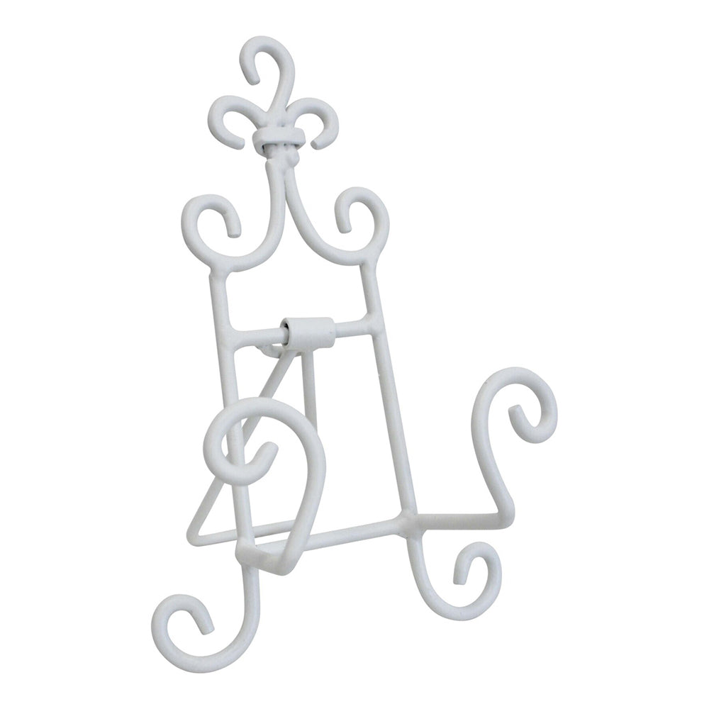 LVD Curlz Metal 9x15cm Plate Stand Tabletop Display Home Decor Small Rustic White (4 Pack) — image 2