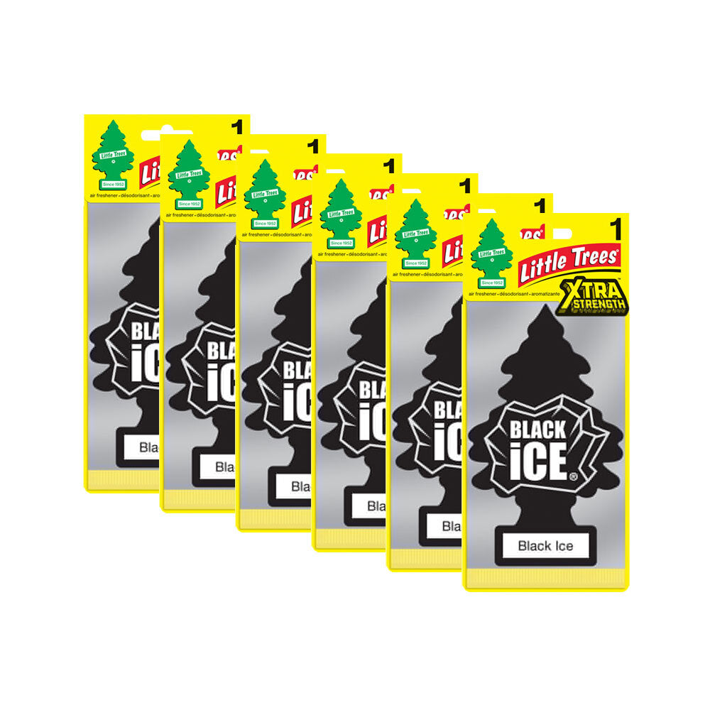 Little Tree Extra Strength Black Ice Car Scent Fragrance Air Freshener 4x12cm (6 Pack)