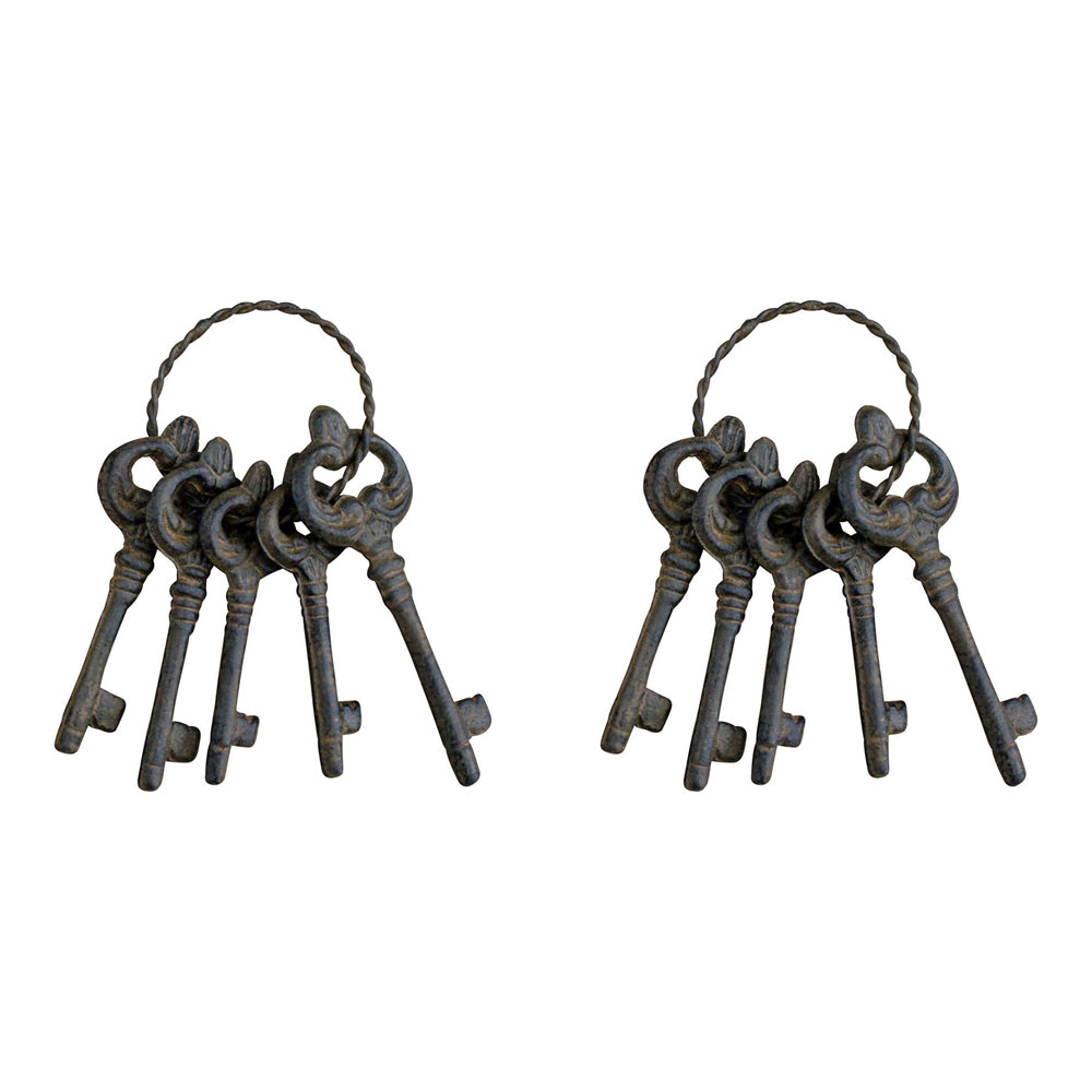 LVD Metal 20cm Rustic Keys Outdoor Garden Ornament - Black (2 Pack)
