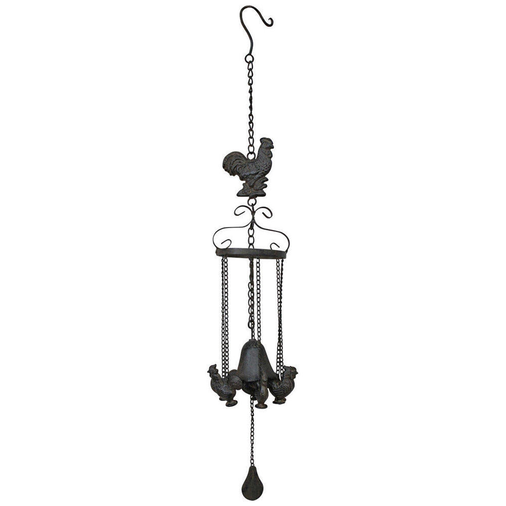 LVD Metal Hanging Bell Rooster Wind Chime Outdoor Garden/Yard Decor 80cm BLK