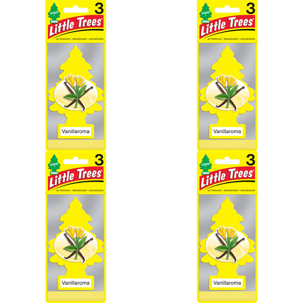 Little Tree 3 Pack Vanillaroma Car Air Freshener Long-Lasting Scent 12x4cm (4 Pack)