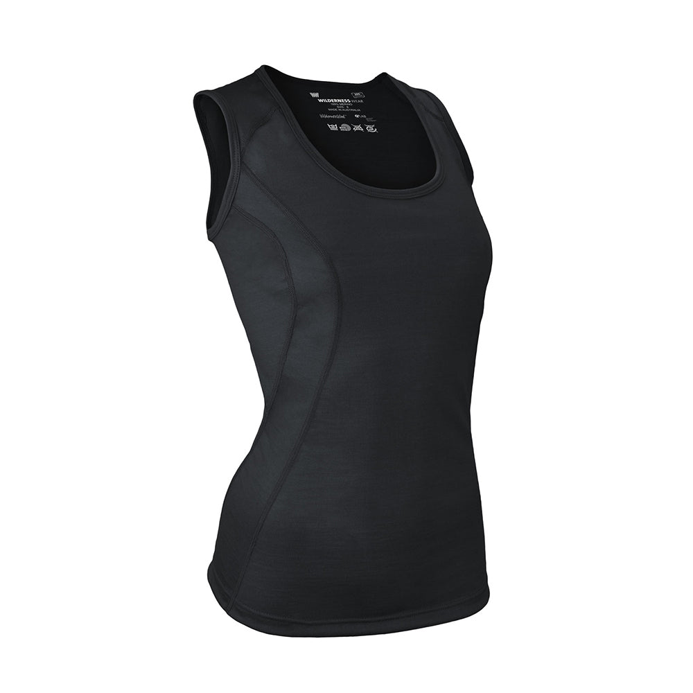 Wilderness Wear Wilderness Womens Singlet Size 16 Thermal Activewear Black