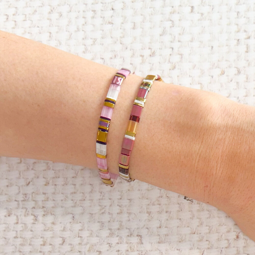 Urban 16cm Chocolate/Gold Acrylic Journey Stretch Bracelet Women's Jewellery — image 2