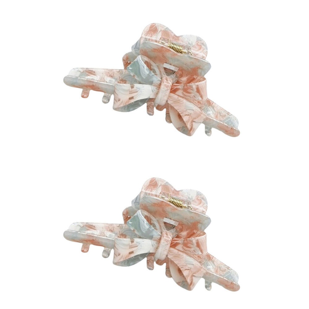 Urban Acrylic Marble Bow Claw Clip Women's Hair Accessory Pink (2 Pack)