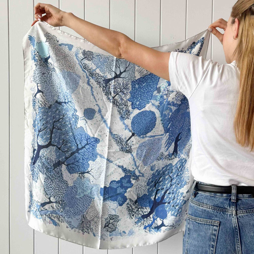 Urban 70x70cm Pale/Blue Forest Mini Square Silk-Feel Scarf Women's Accessory — image 2