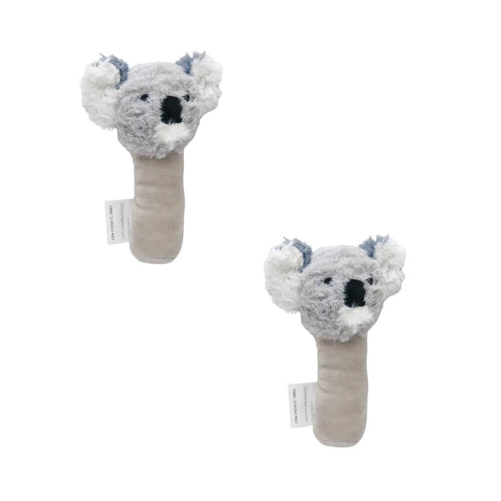 Urban Curly Koala Baby/Toddler Soft Animal Cuddle Toy Rattle 13cm Grey (2 Pack)