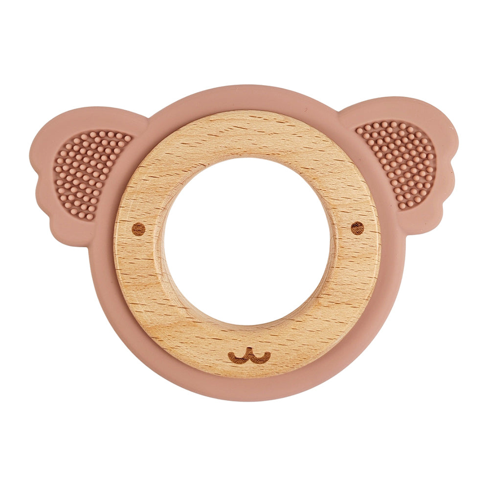 Urban Koala 8.5cm Silicone/Wood Teether Ring Baby/Infant Feeding Blue/Natural