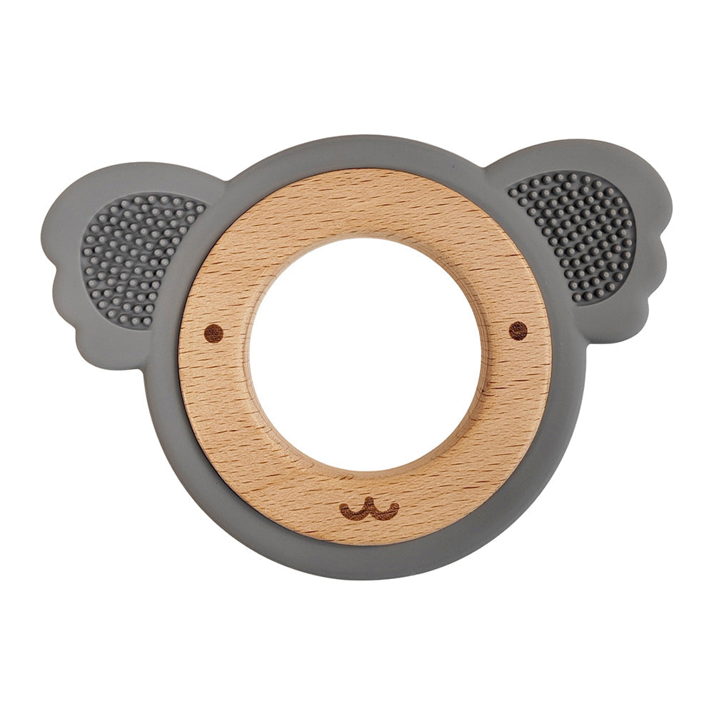 Urban Koala 8.5cm Silicone/Wood Teether Ring Baby/Infant Feeding Pink/Natural (2 Pack) — image 2