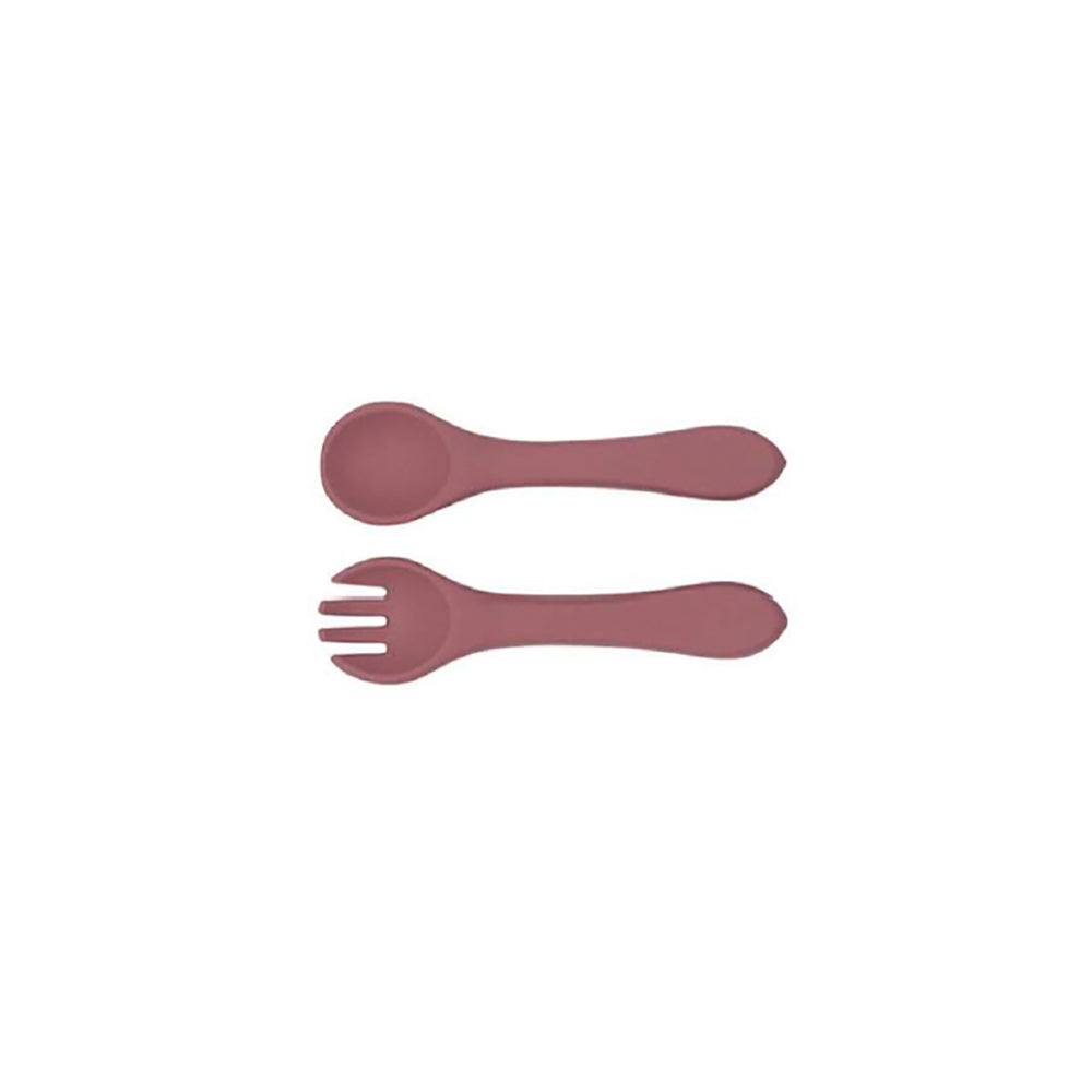 Urban Products 13.5cm Silicone My First Cutlery Spoon/Fork Kids Pink 6M+ (2 Pack) — image 2