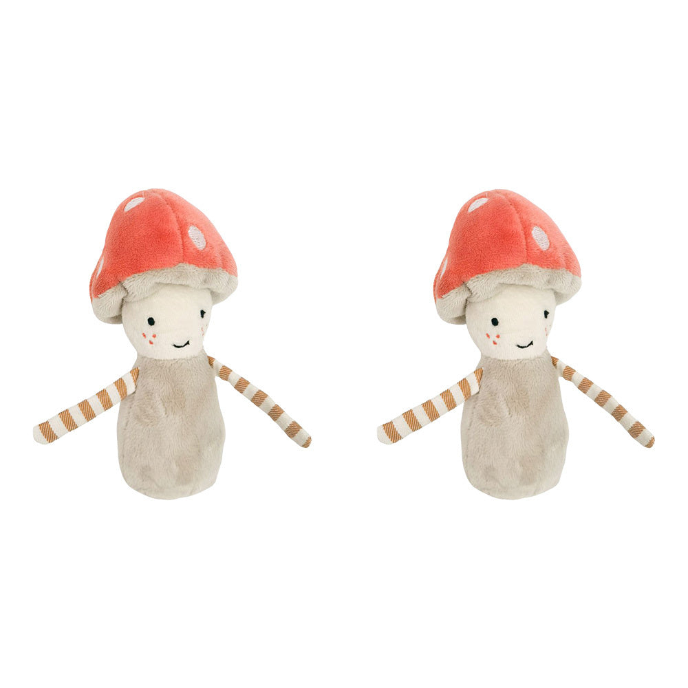 Urban Toadstool Cute Soft Rattle Stuffed Toy for Kids Red and Bisque 13cm (2 Pack)