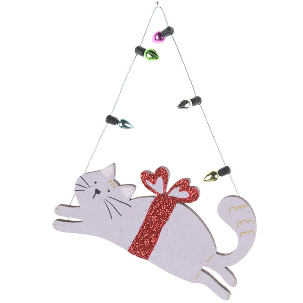 Urban 8cm Perfect Pets Christmas Cat w/ Lights Hanging Decoration Assorted
