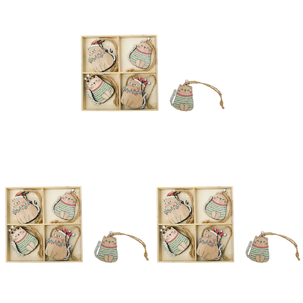 Urban 8pc Urban Leo Cat Christmas Decorations Gift Box 6cm Red/Green (3 Pack)