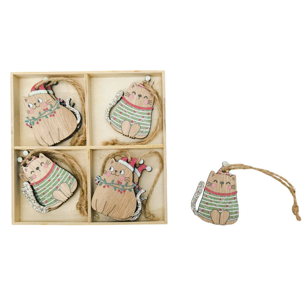 Urban 8pc Urban Leo Cat Christmas Decorations Gift Box 6cm Red/Green (3 Pack) — image 2