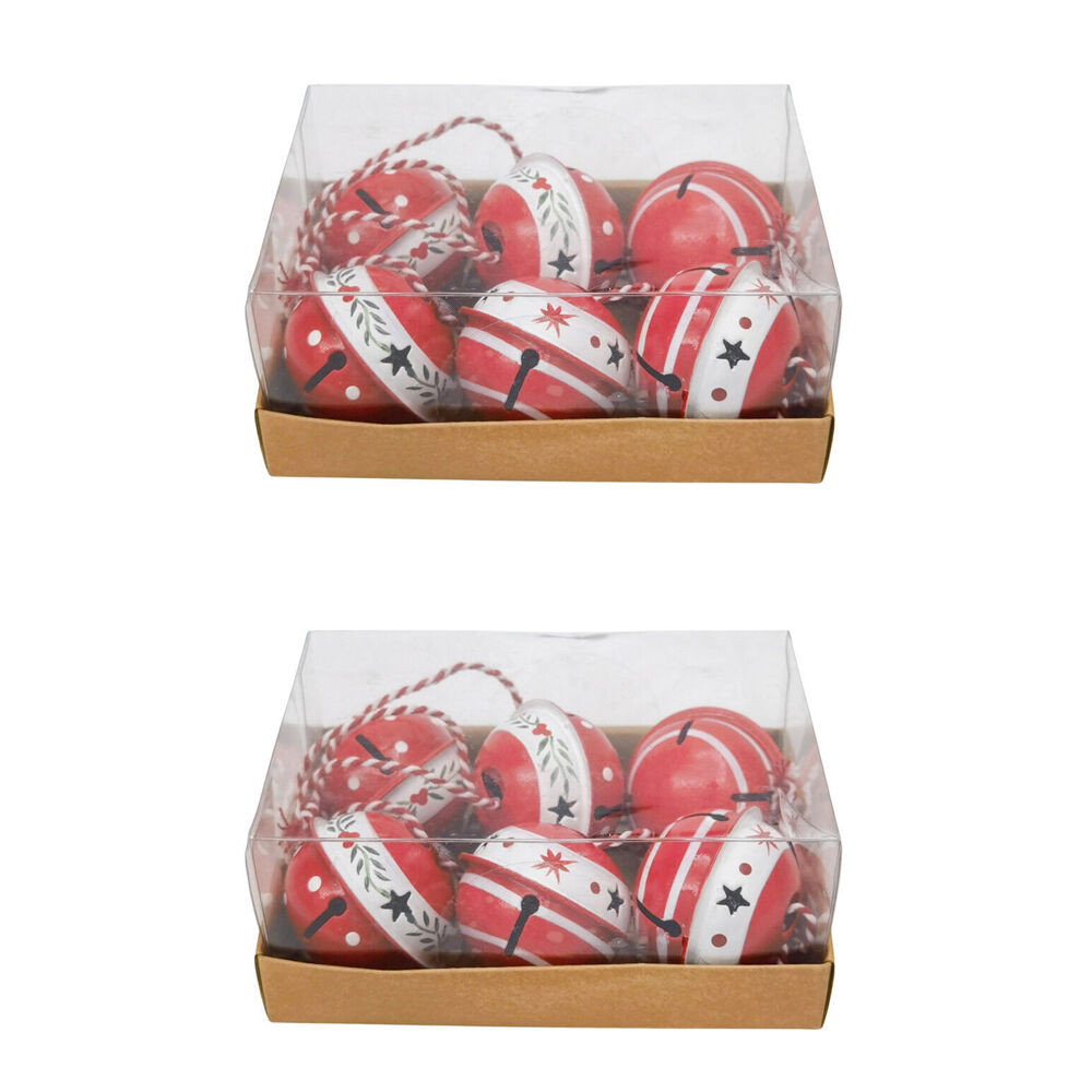 Urban 6pc Urban Painted Decorative Bells Gift Box Set 15cm Red/Green (2 Pack)