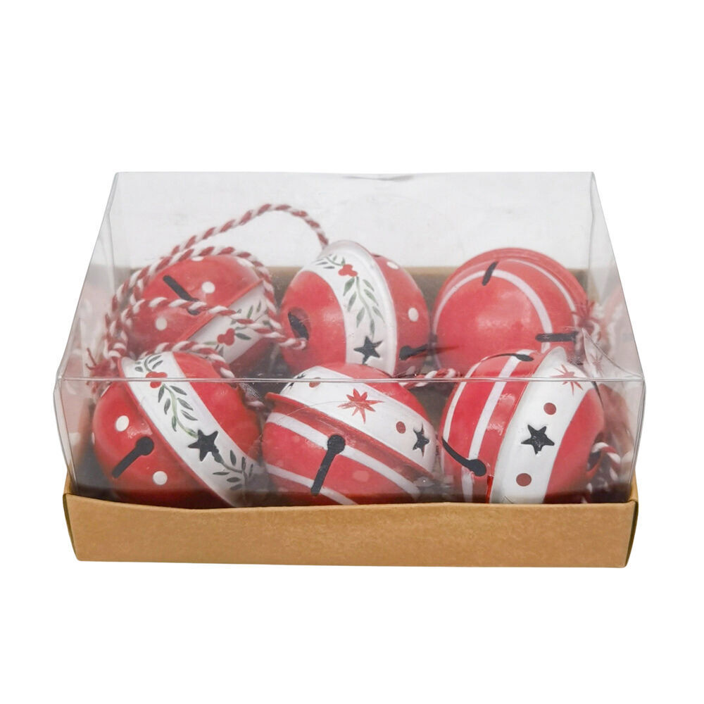 Urban 6pc Urban Painted Decorative Bells Gift Box Set 15cm Red/Green (2 Pack) — image 2