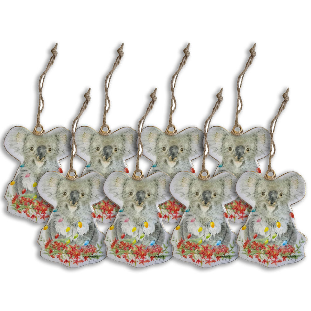 Urban Popcorn Blue Koalas Hanging Christmas Decor 10cm Grey/Red Assorted (8 Pack)