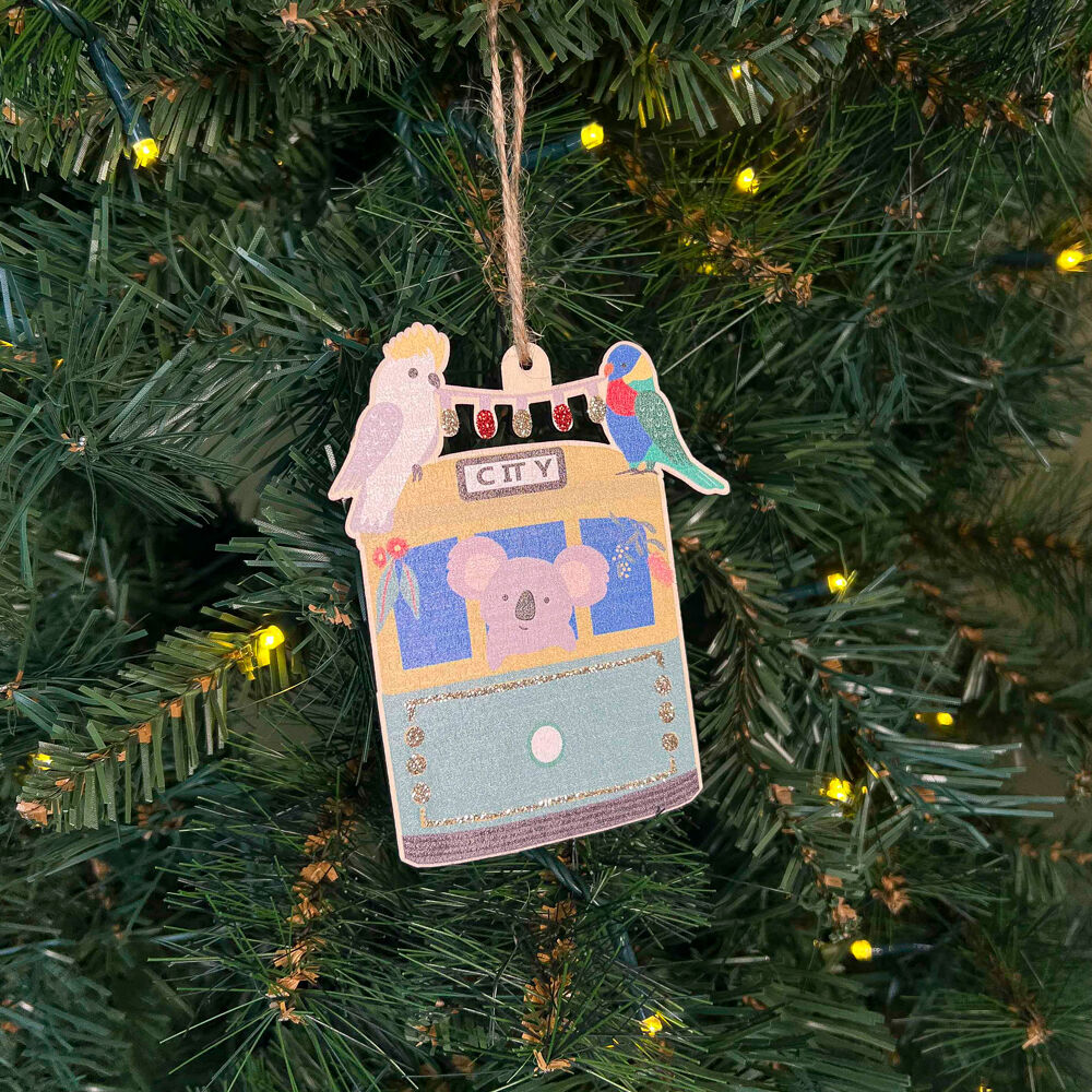 Urban 11cm Green Wooden Oz Animals with Tram Hanging Christmas Decoration — image 2