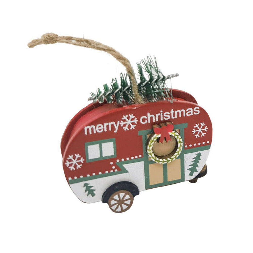 Urban 7cm Red/Green Caravan with Tree Hanging Christmas Decoration Assorted