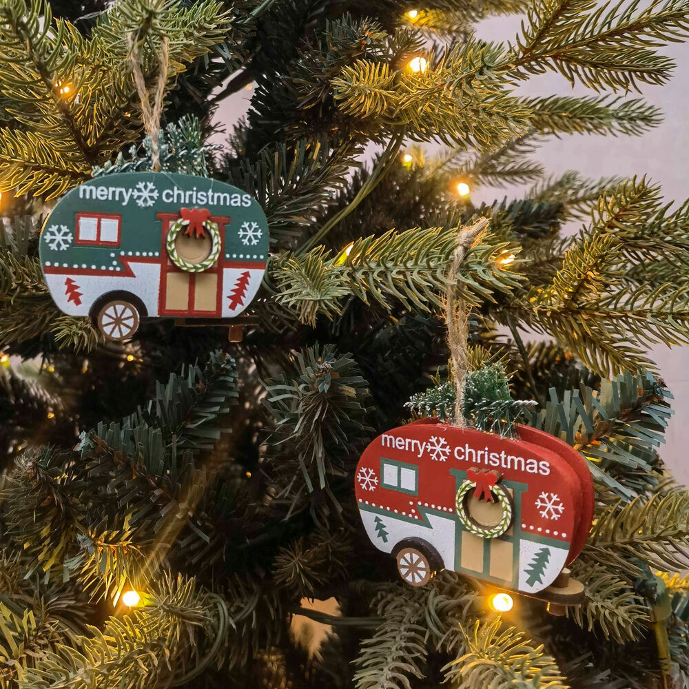 Urban 7cm Red/Green Caravan with Tree Hanging Christmas Decoration Assorted — image 2