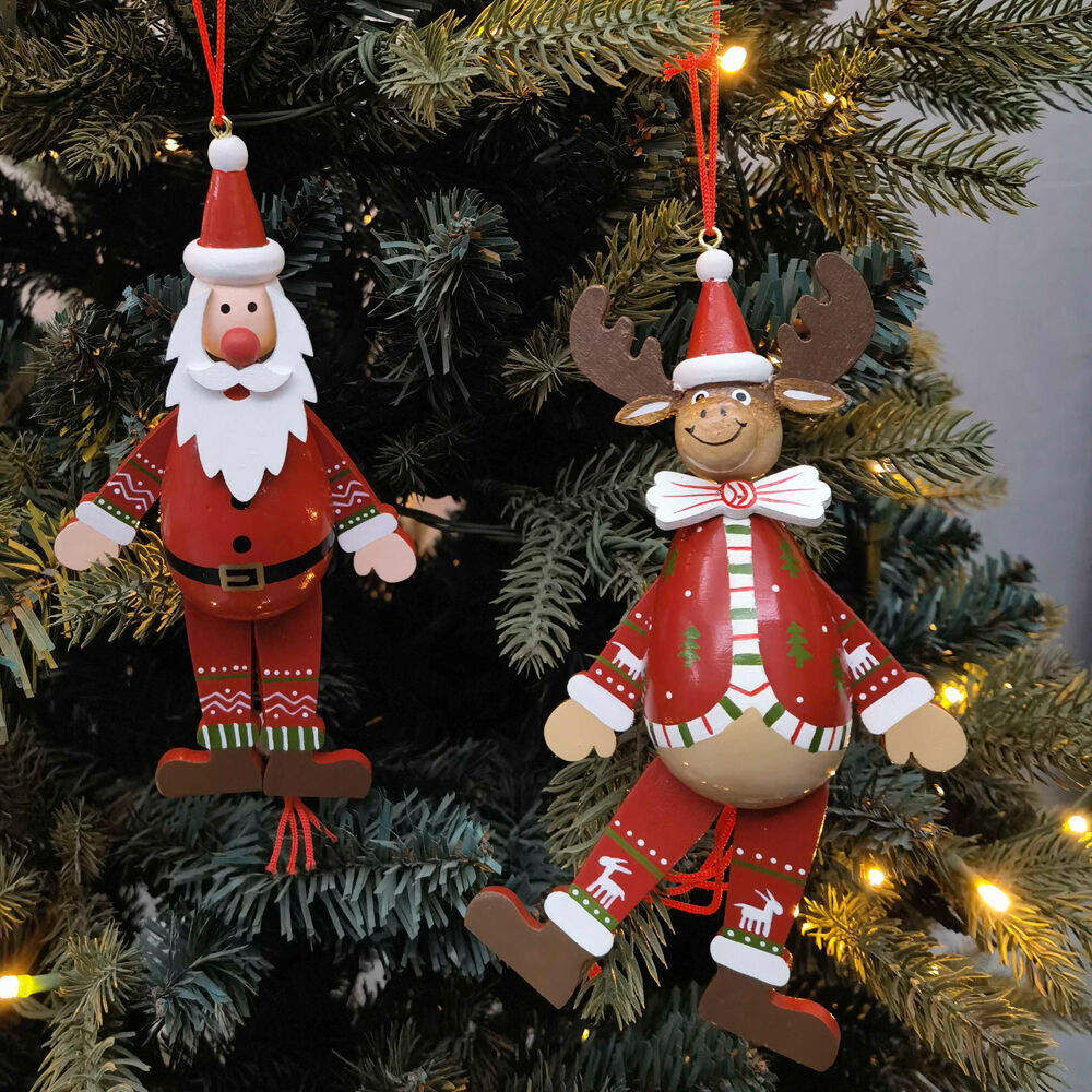 Urban Santa/Reindeer Jumping Jack Hanging Decoration 16cm Red Assorted (4 Pack) — image 3