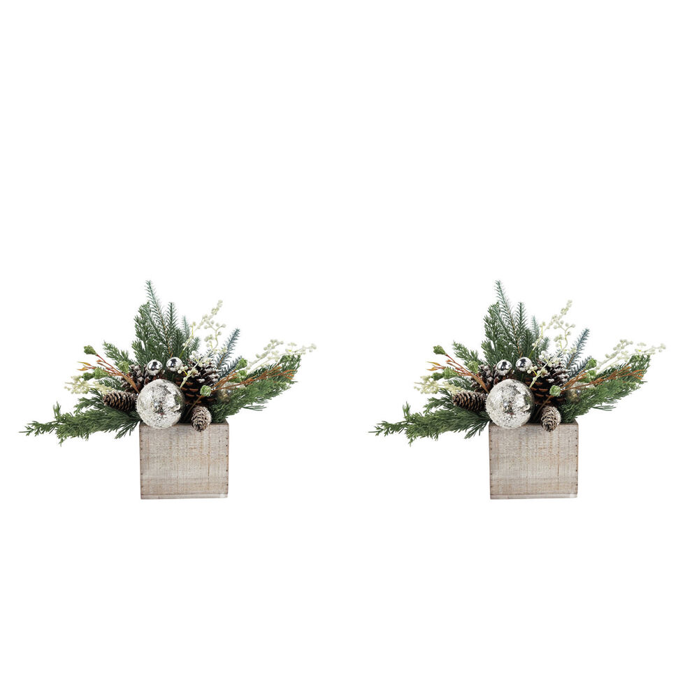 Urban Elegant Snow Floral Centre Piece Christmas Decor 38cm Multicoloured (2 Pack)