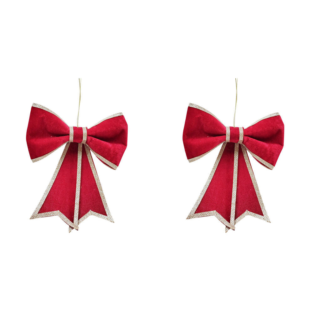 Urban Large Bow Hanging Christmas Tree Decoration Ornament 21cm Red (2 Pack)
