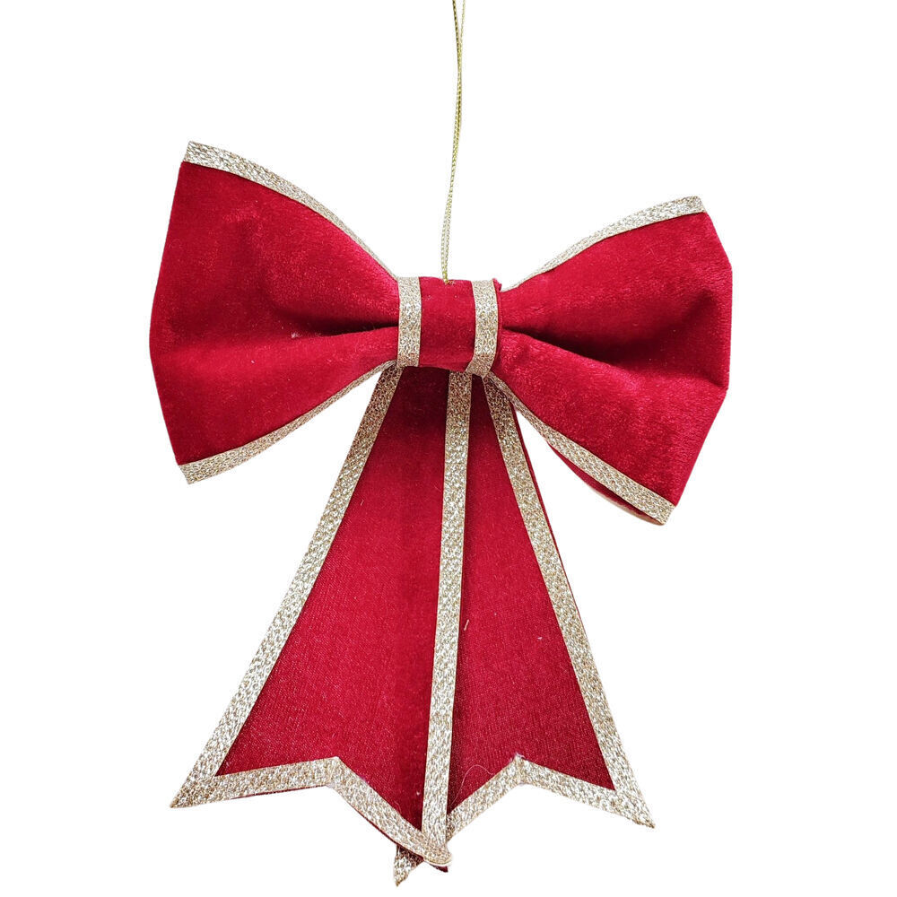 Urban Large Bow Hanging Christmas Tree Decoration Ornament 21cm Red (2 Pack) — image 2