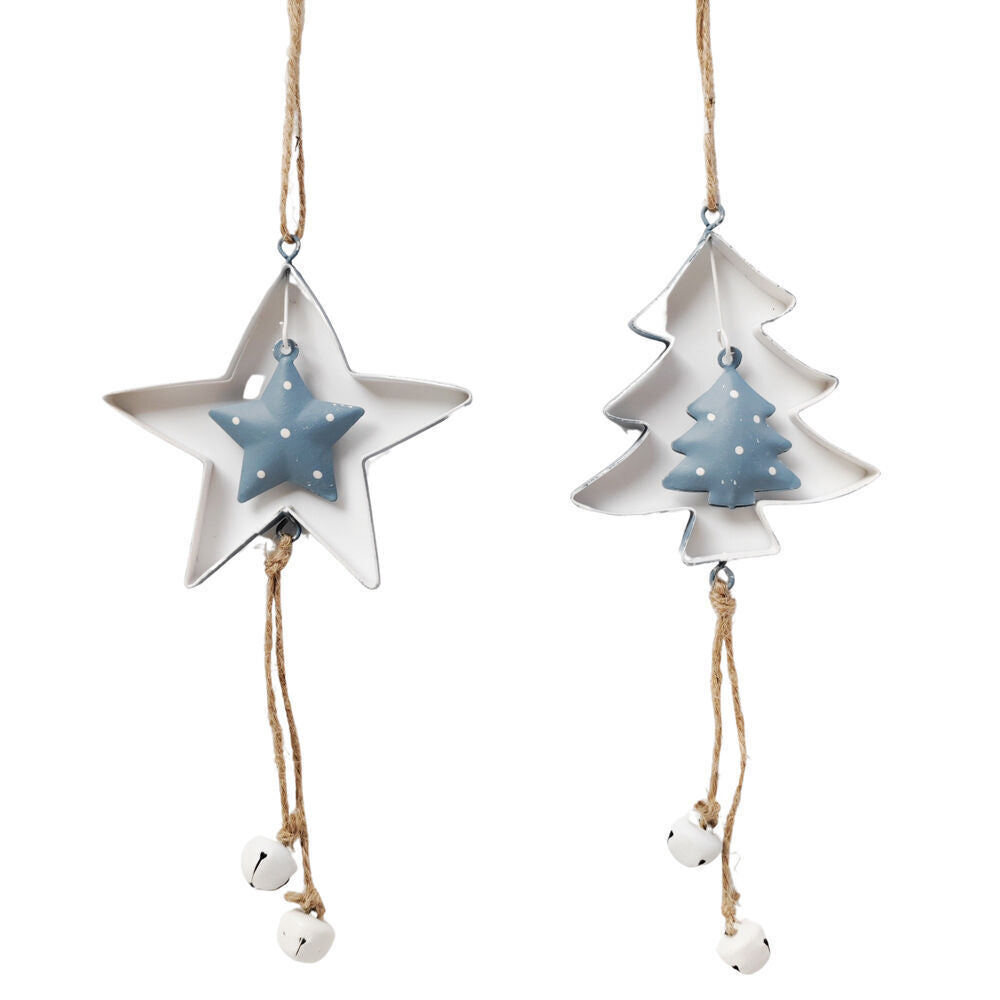 Urban 30cm Blue Tree/Star Hanging Christmas Decoration Assorted — image 3