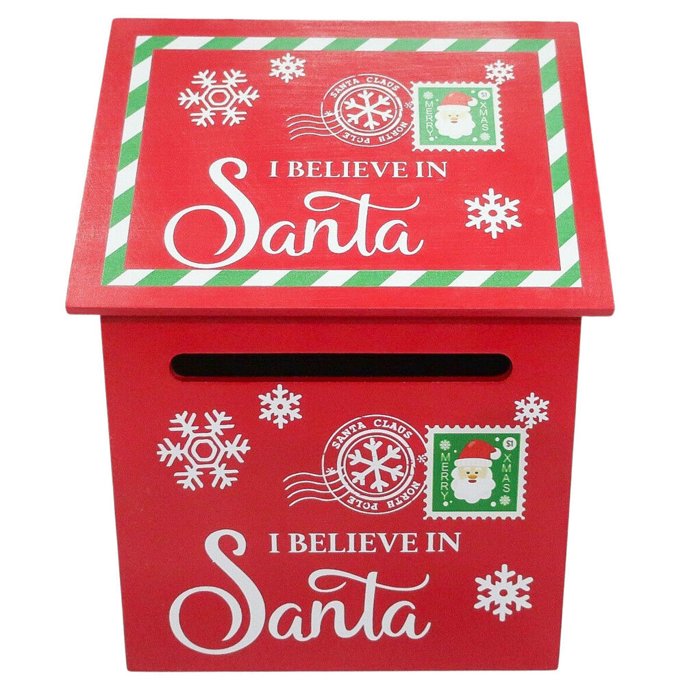 Urban 29cm Red/Green I Believe in Santa Christmas Letter Box Decor