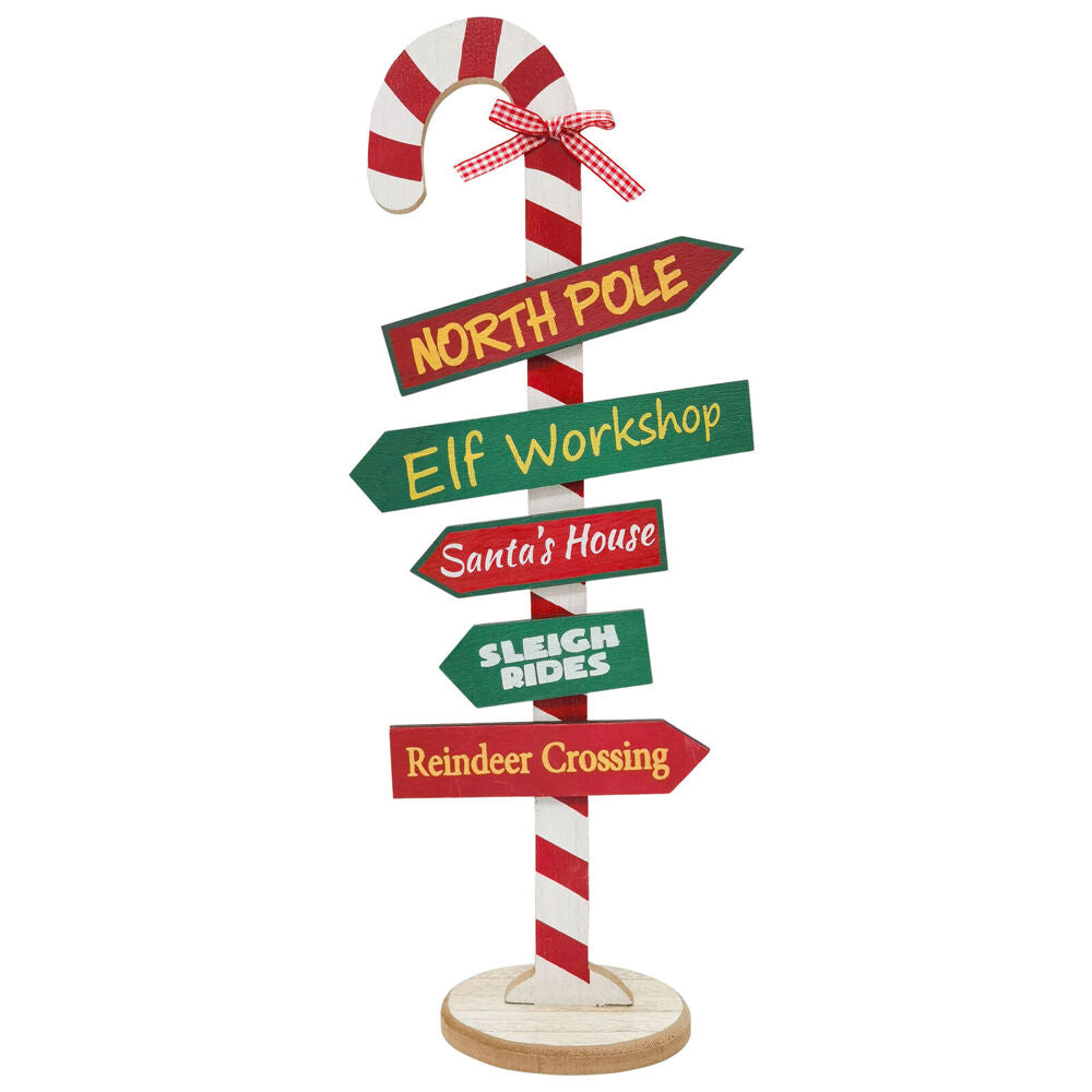 Urban Red/Green Wooden Santa Sign Standing Christmas Decoration